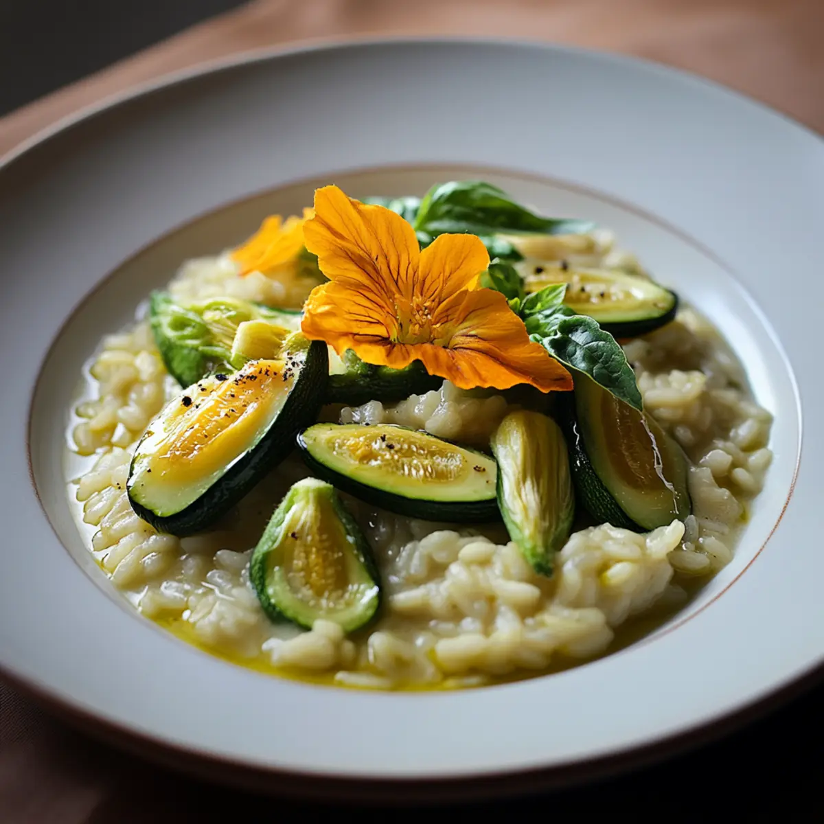 Zucchini and Squash Blossom Risotto