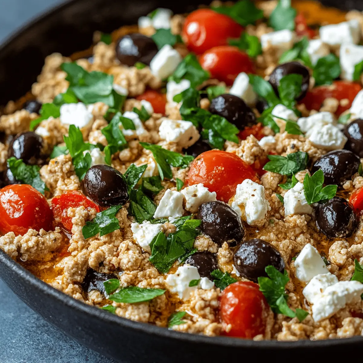Mediterranean Keto Ground Chicken with Olives and Feta