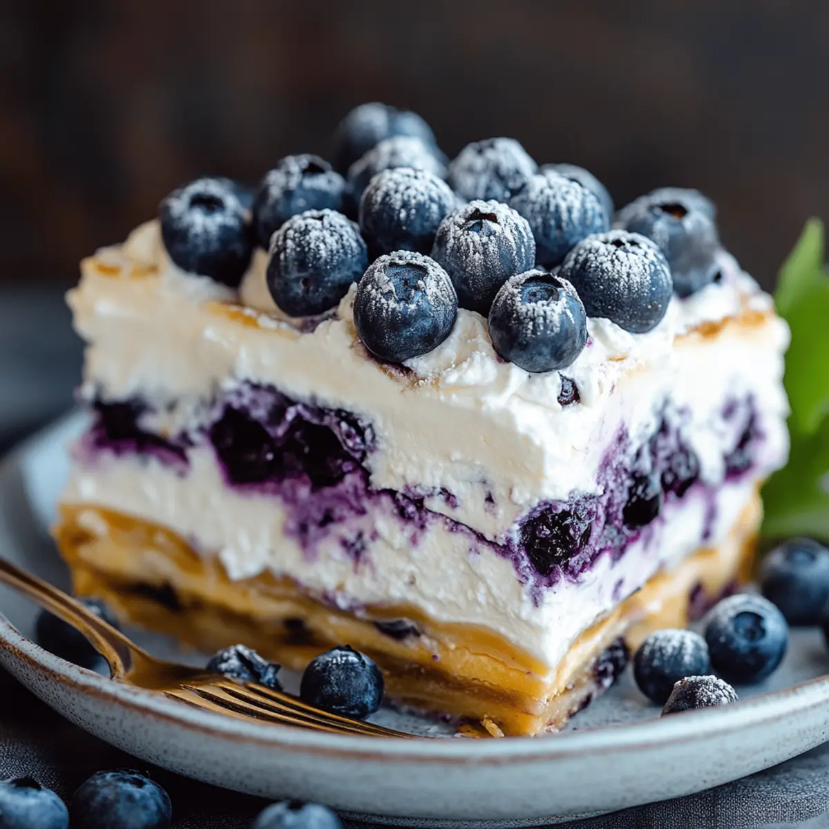 Blueberry Cream Cheesecake Lasagna