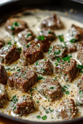 Tender Garlic Butter Steak Bites in Parmesan Cream Sauce