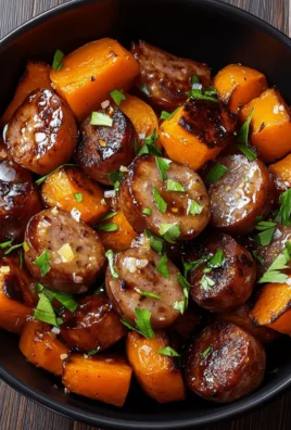 Sausage and Sweet Potatoes with Honey Garlic Sauce