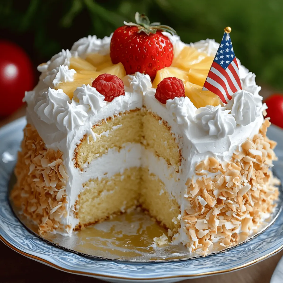 Pineapple Coconut God Bless America Cake