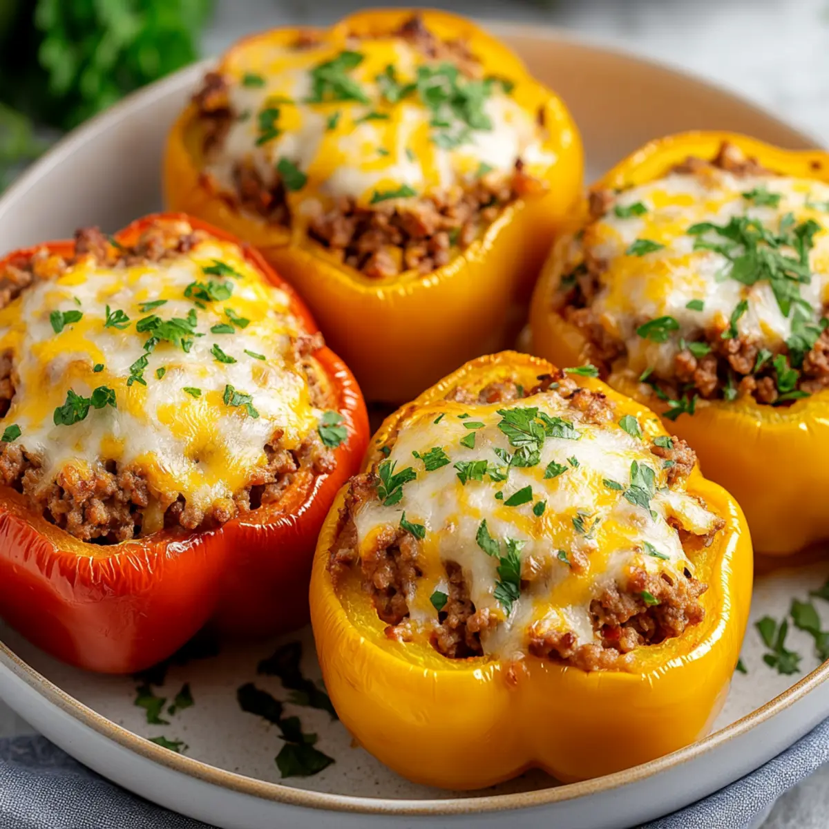 Stuffed Bell Peppers with Beef (No Rice)
