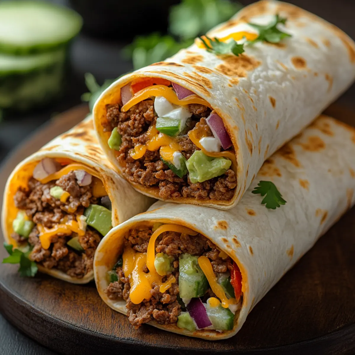 Loaded Beef and Cheese Taco Wraps