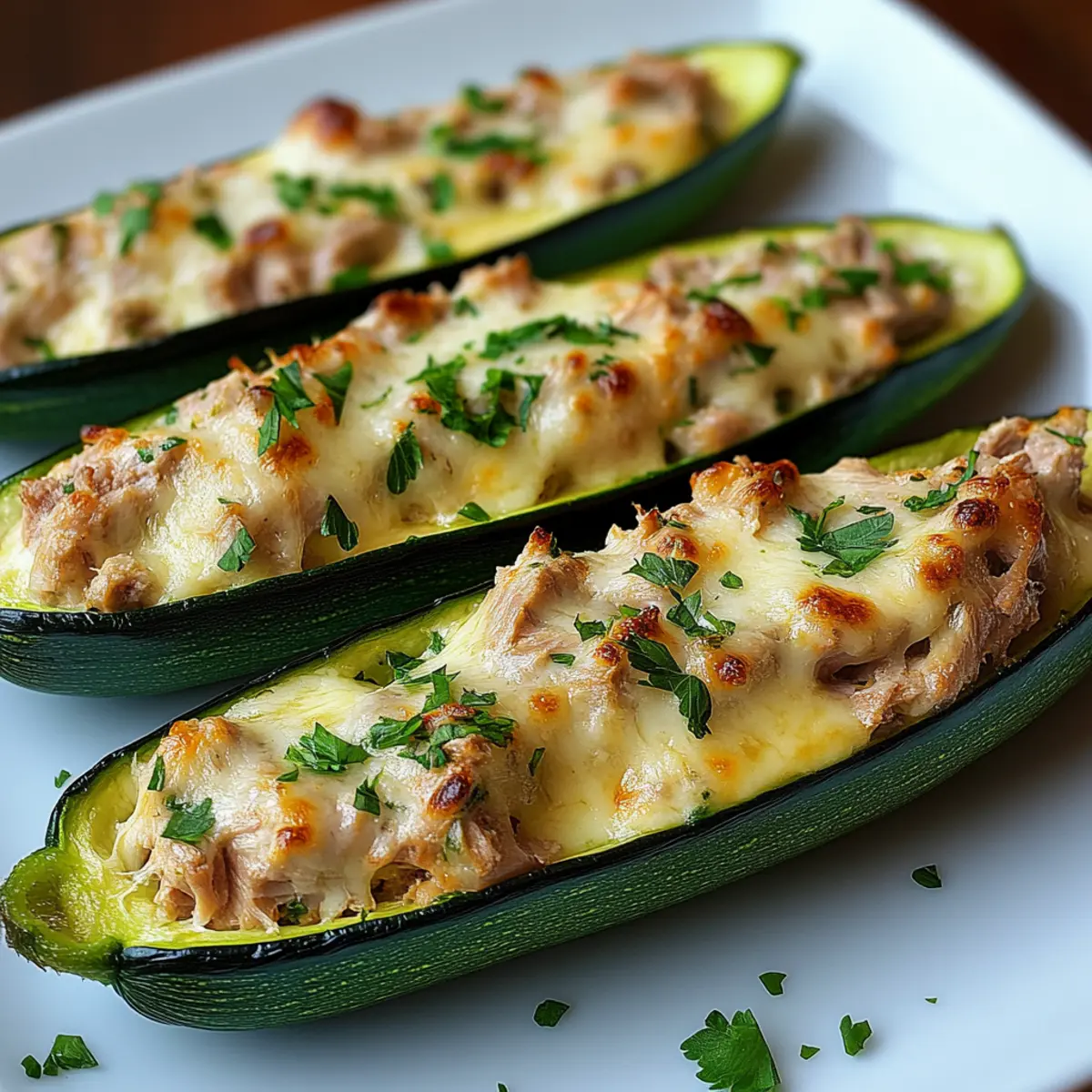 Low-Carb Tuna Melt Zucchini Boats