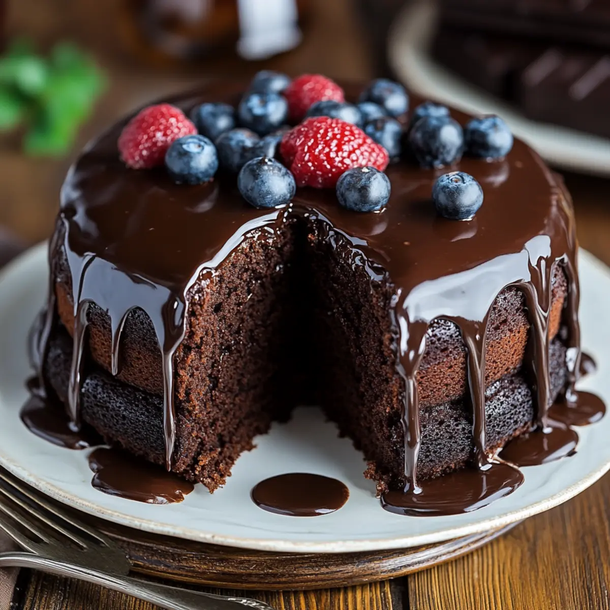 Dark Chocolate Whiskey Cake with Whiskey Ganache