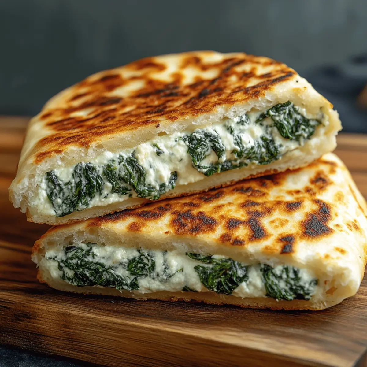 Cheesy Spinach Stuffed Flatbreads
