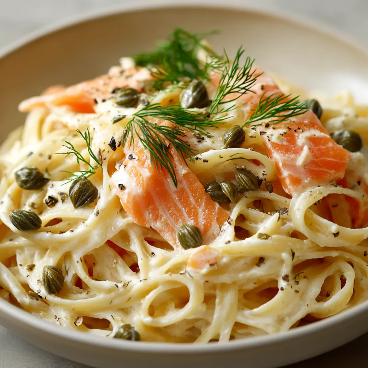 Smoked Salmon Pasta with Capers and Dill