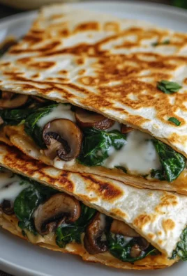 Cheesy Spinach and Mushroom Quesadillas
