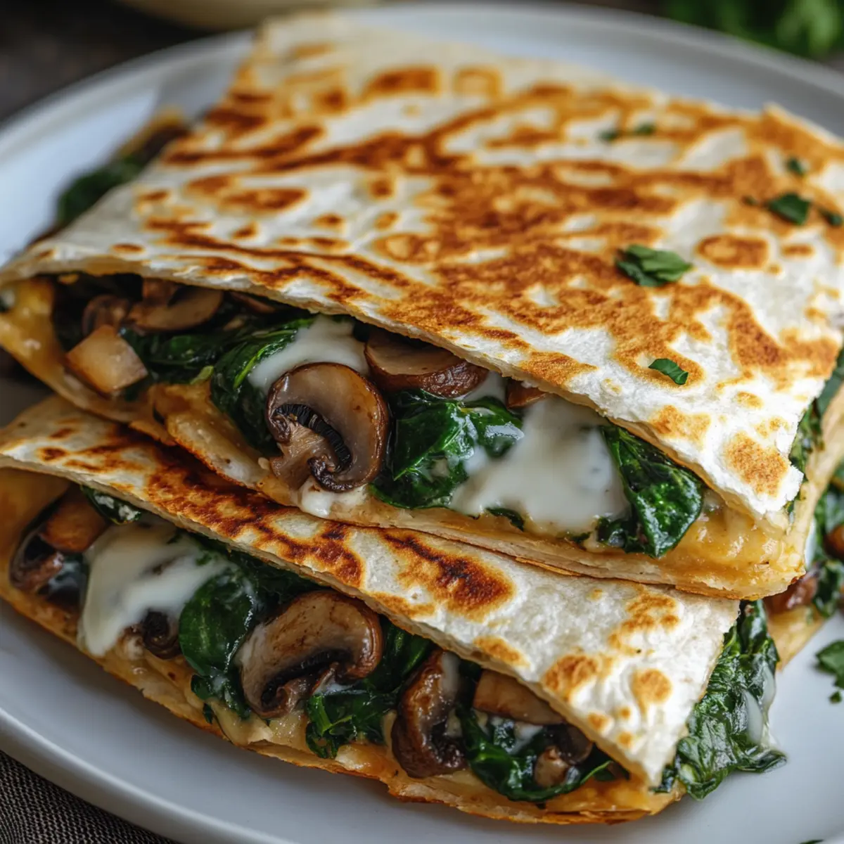 Cheesy Spinach and Mushroom Quesadillas