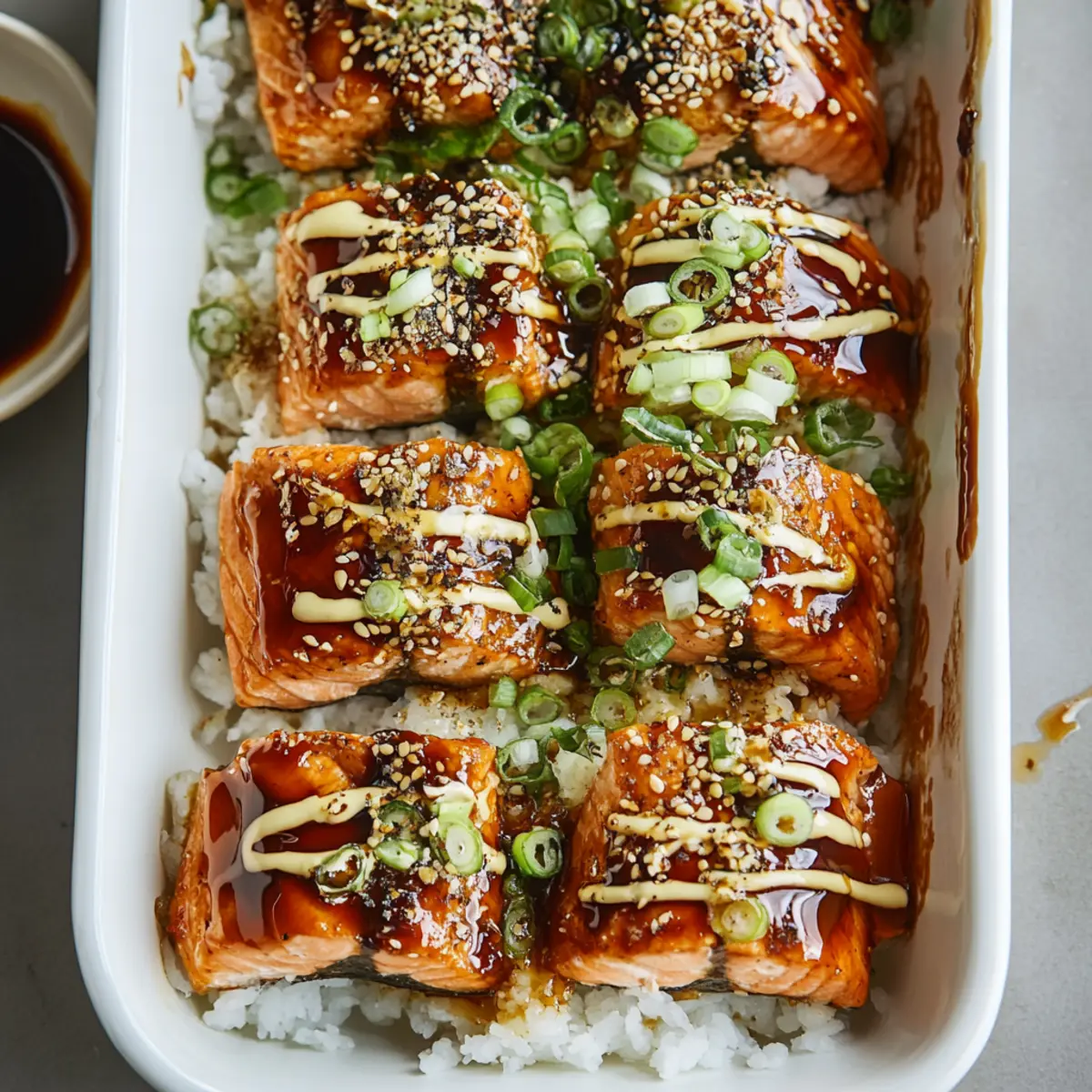 Teriyaki Salmon Sushi Bake