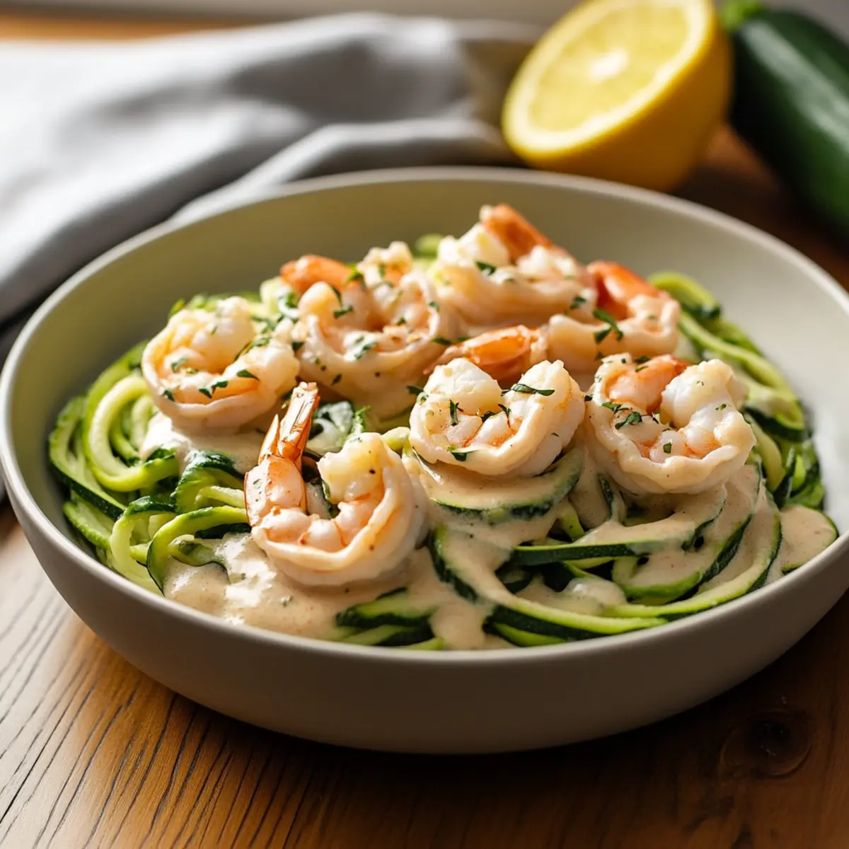 Creamy Shrimp Alfredo with Zucchini Noodles