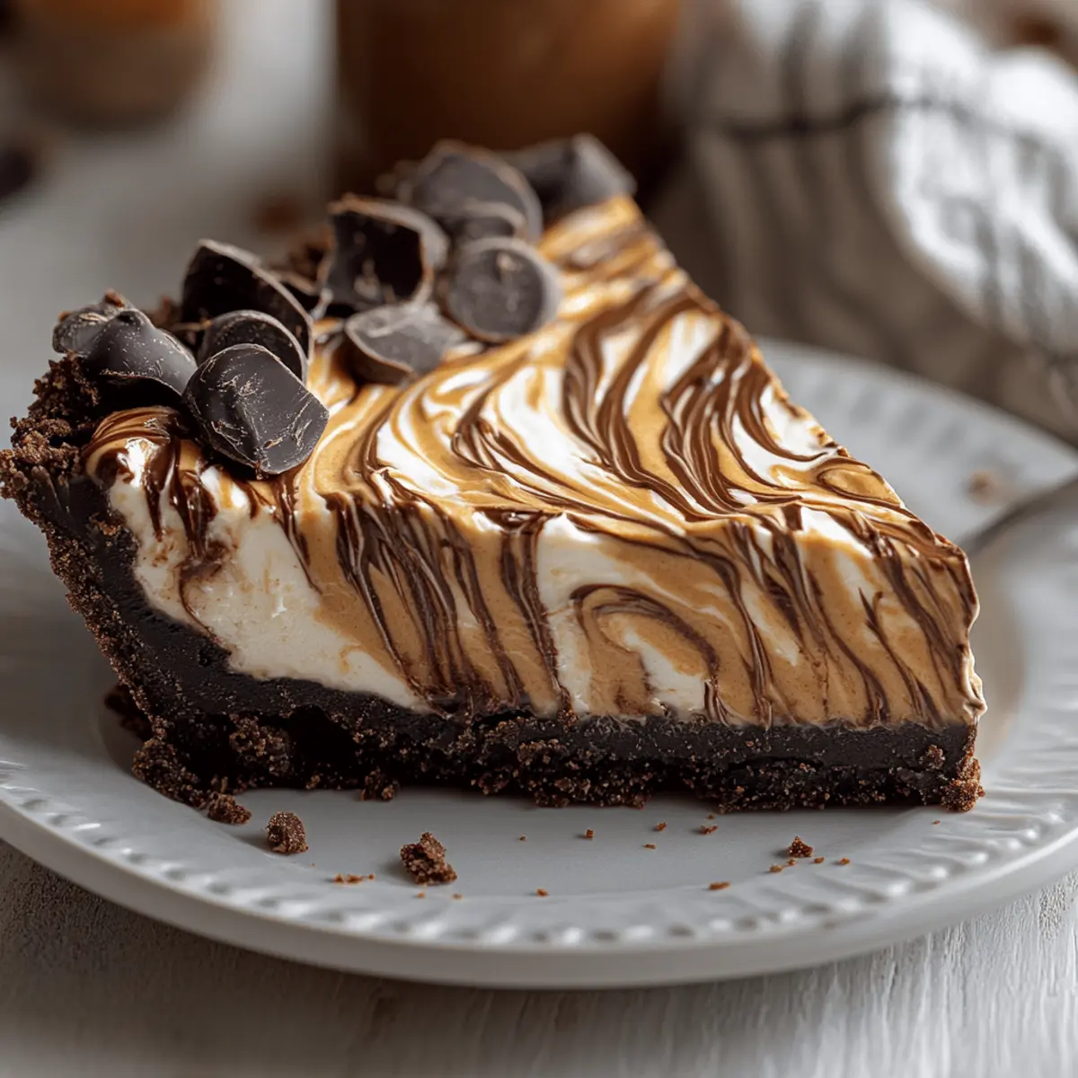 No-Bake Chocolate Peanut Butter Swirl Pie