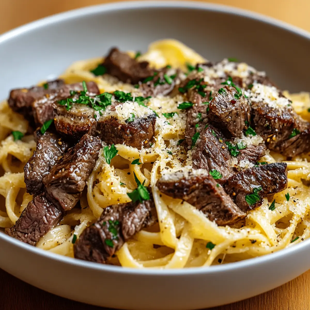 Garlic Butter Steak Pasta