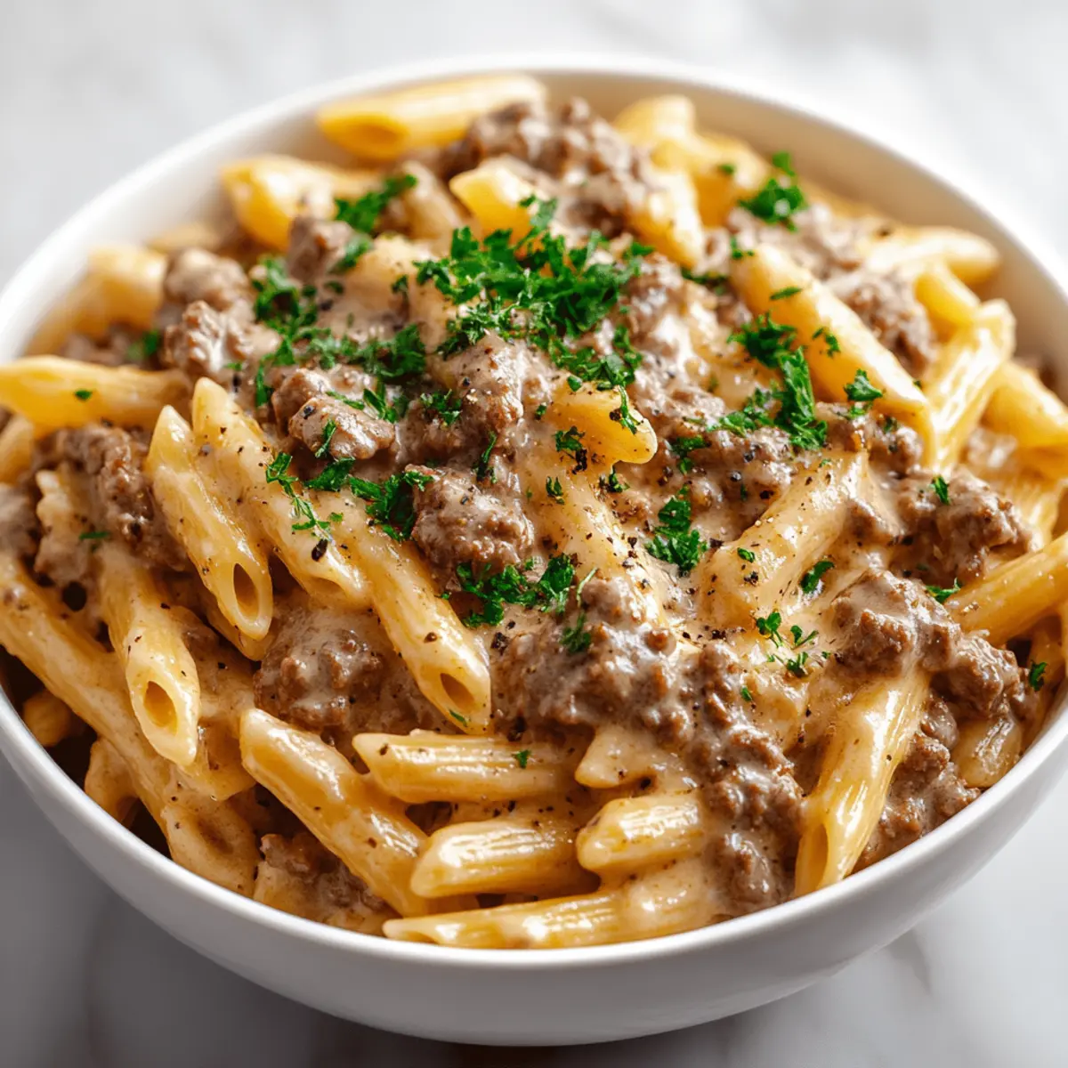 Creamy High Protein Beef Pasta