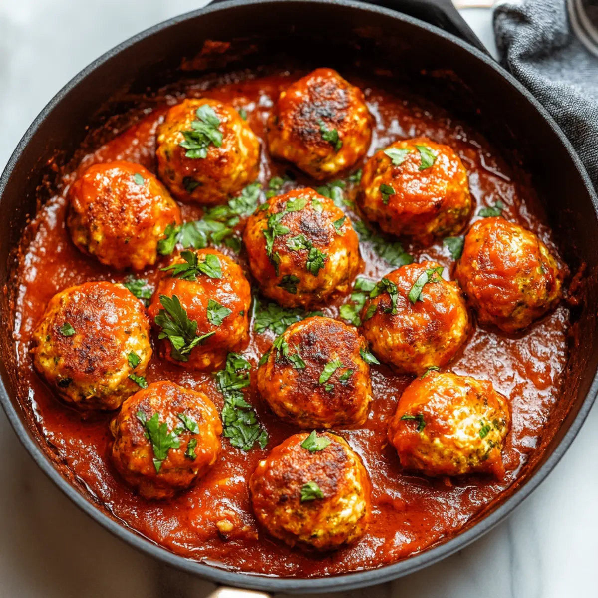 Baked Chicken Meatballs in Tomato Sauce