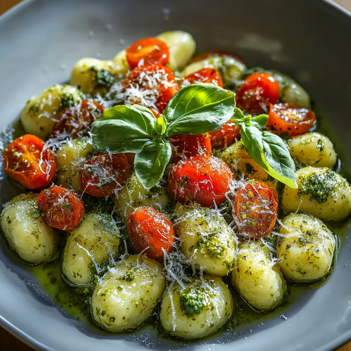 Pesto Gnocchi with Cherry Tomatoes