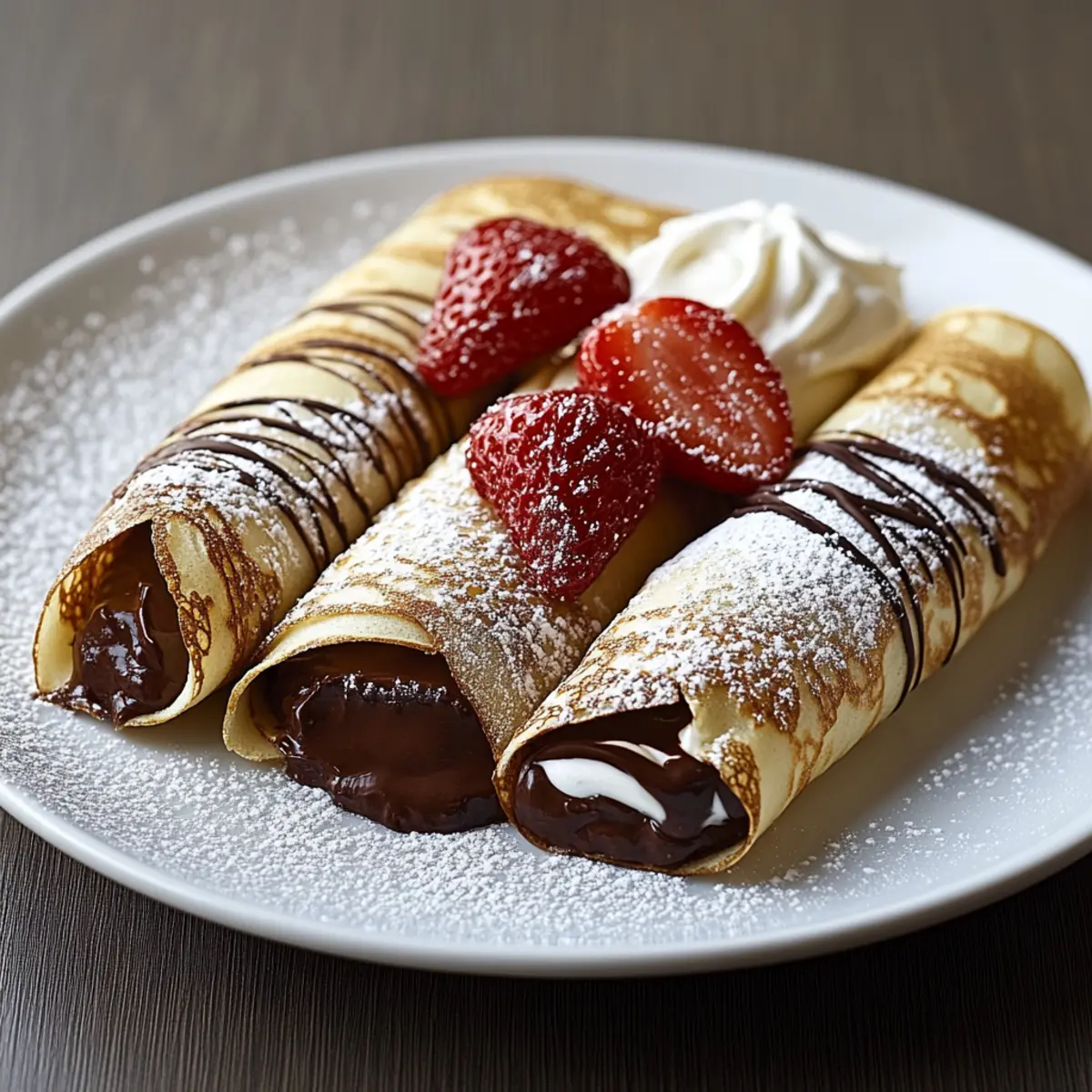 Chocolate Filled Rolled Crepes