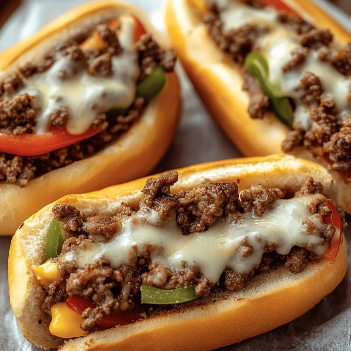 Ground Beef Philly Cheesesteaks
