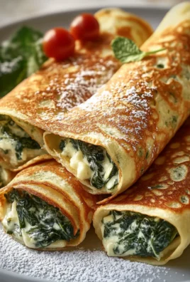 Spinach Cheese Stuffed Crêpe Rolls
