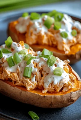 Buffalo Chicken Stuffed Sweet Potatoes