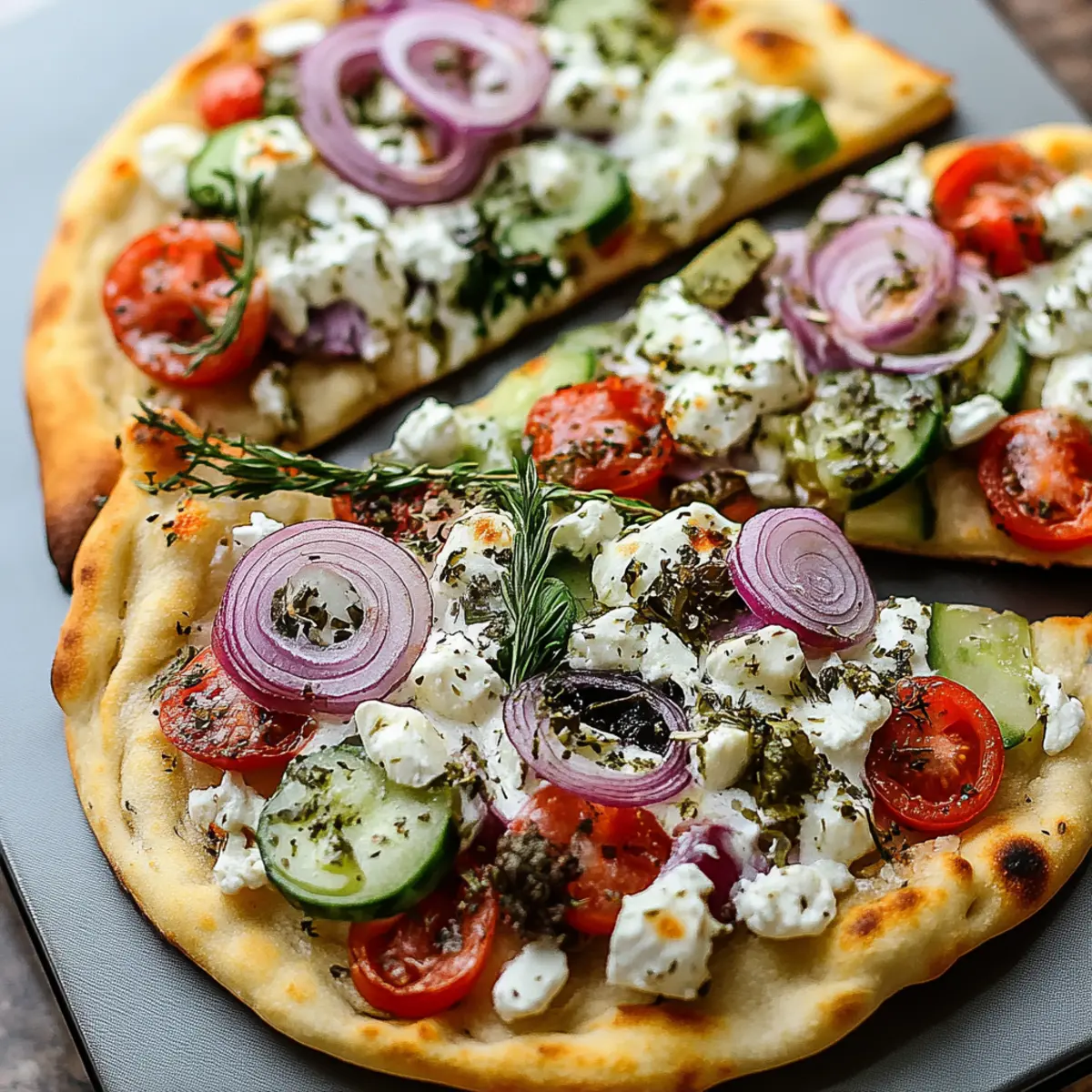 Loaded Mediterranean Naan Pizzas