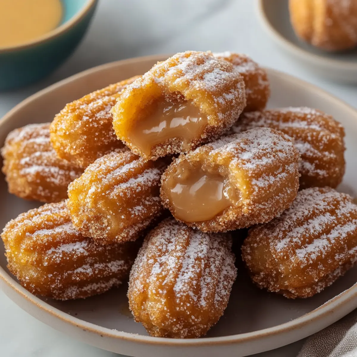 Caramel Stuffed Churro Bites