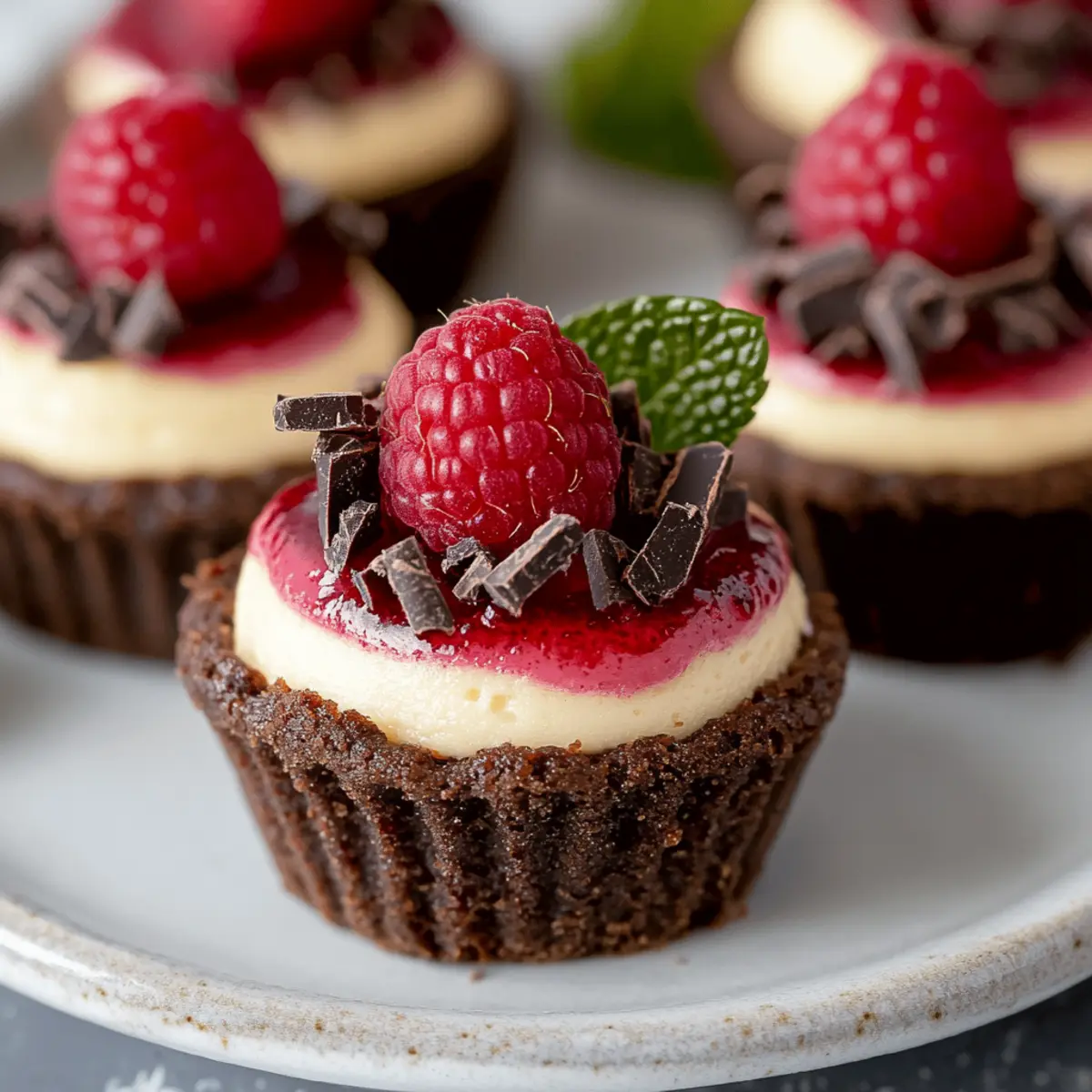 Mini Chocolate Raspberry Cheesecakes