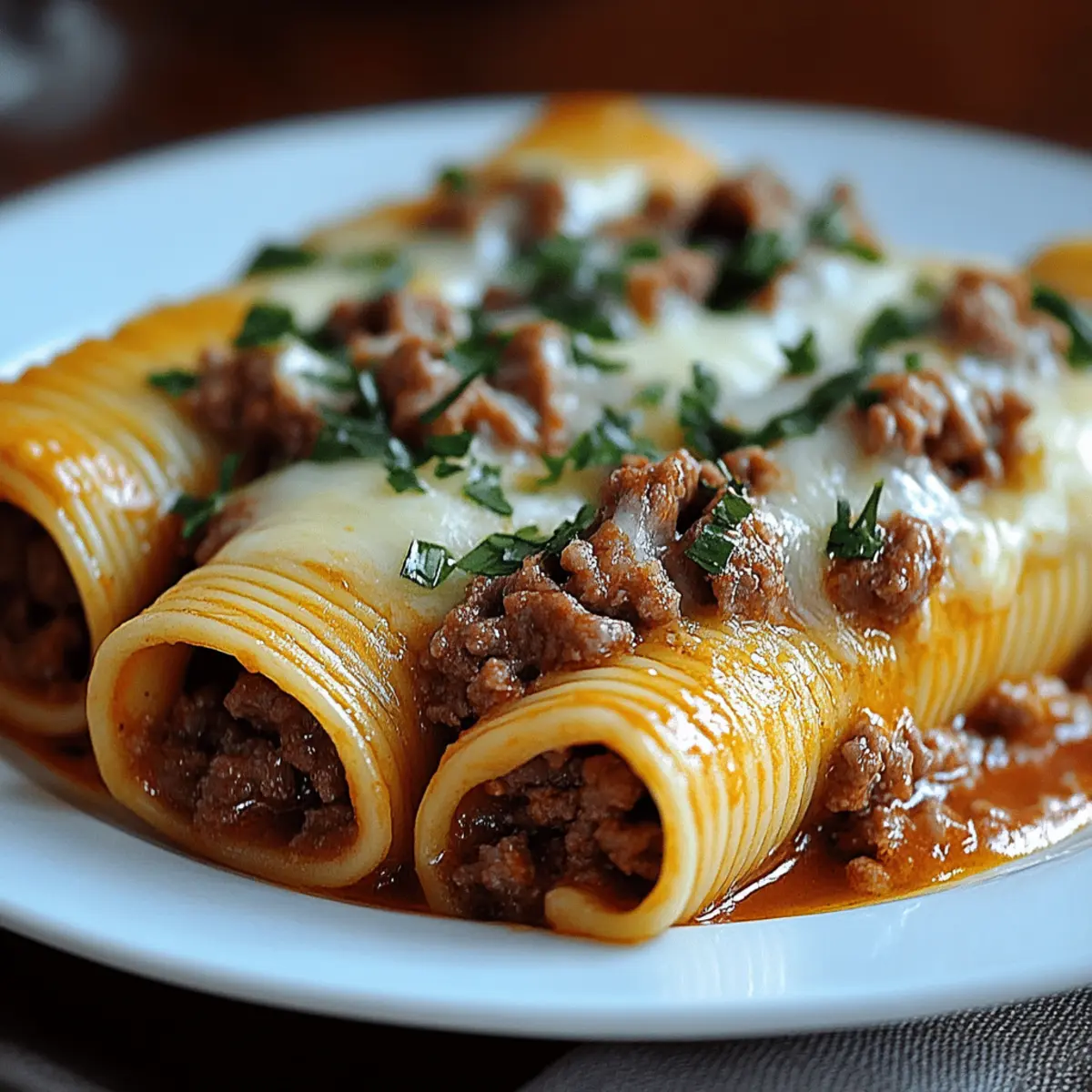 Beef & Cheese Stuffed Pasta Tubes