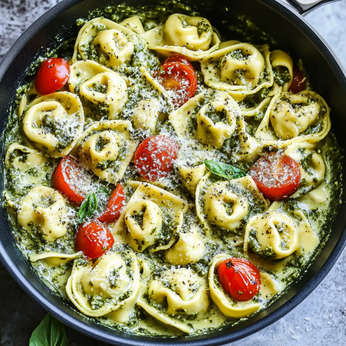 Creamy Pesto Tortellini Skillet